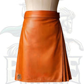 Orange Leather Utility Skirt for Women – Handmade Custom Design Styles